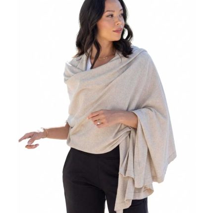 Luxurious Beige Cashmere Blend Travel Wrap & Shawl – Oversized Soft Scarf for Women